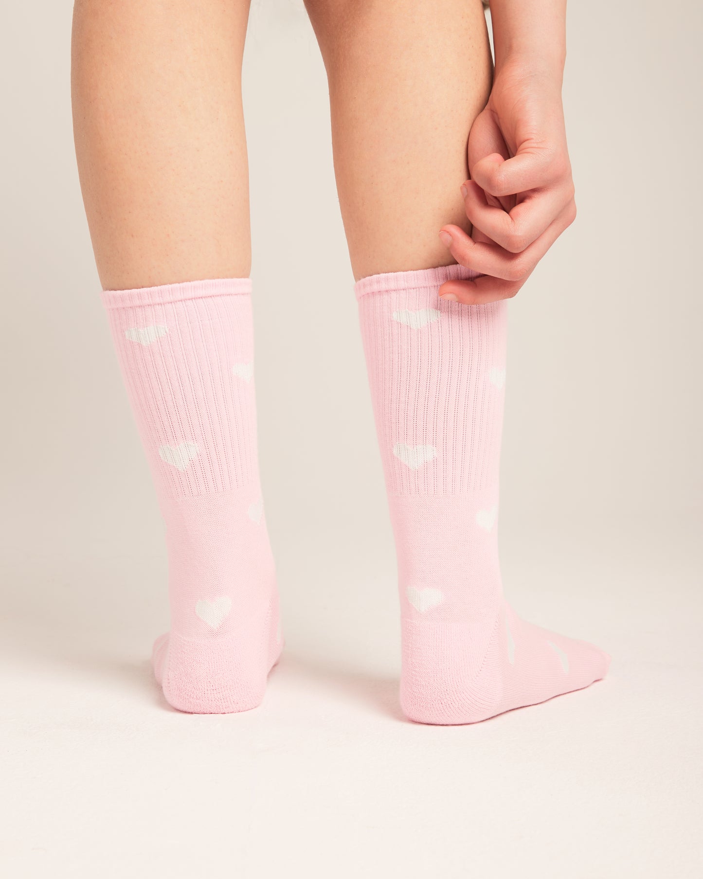 White hearts pink socks