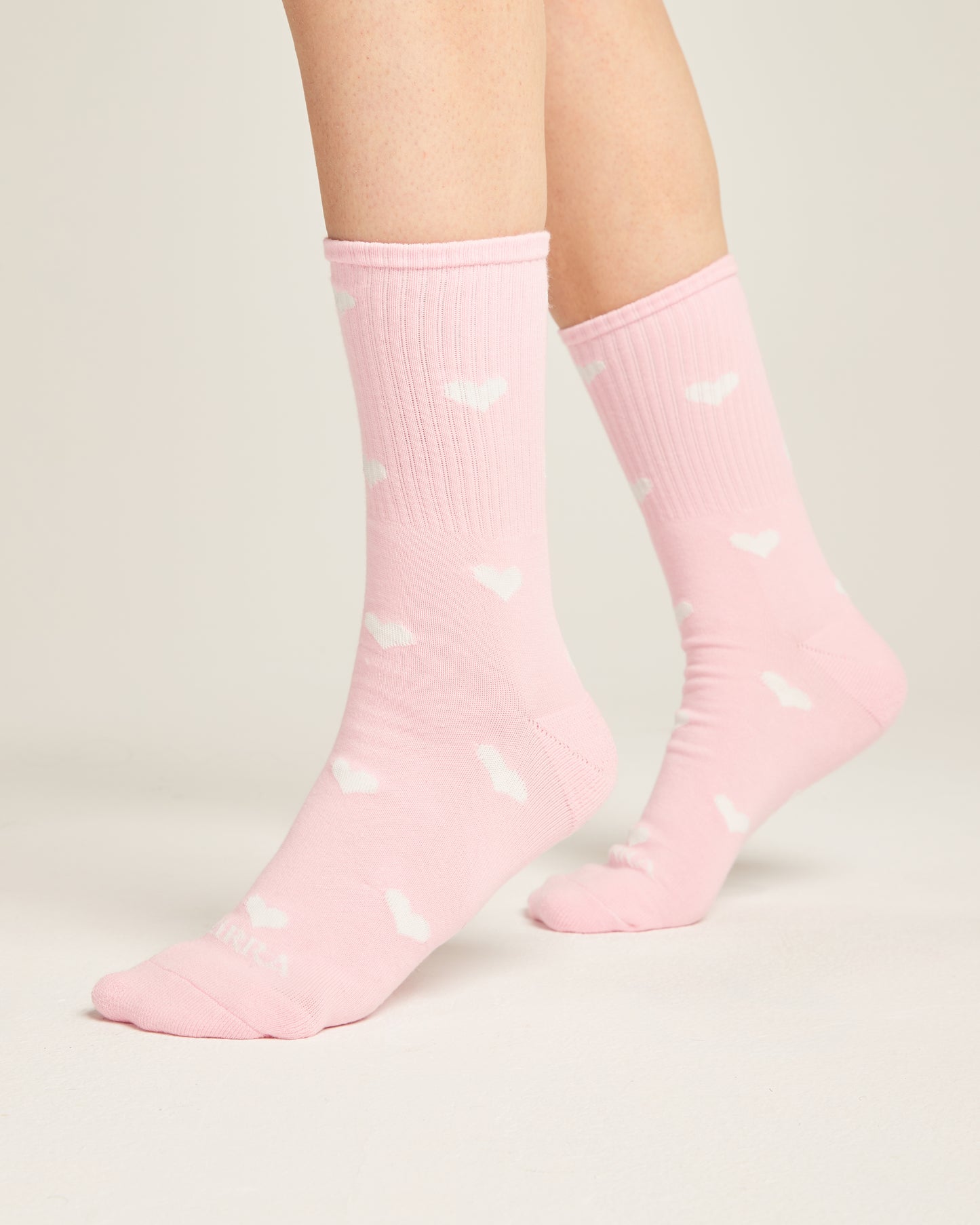 White hearts pink socks